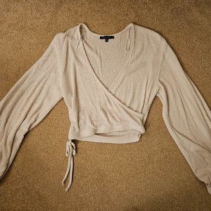 Cropped Side Tie Wrap Top